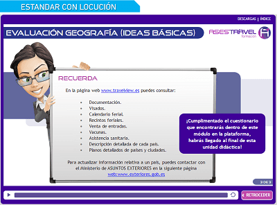 Demo de curso e-learning a medida de tipo estándar con locución: Formación para agencias de viaje